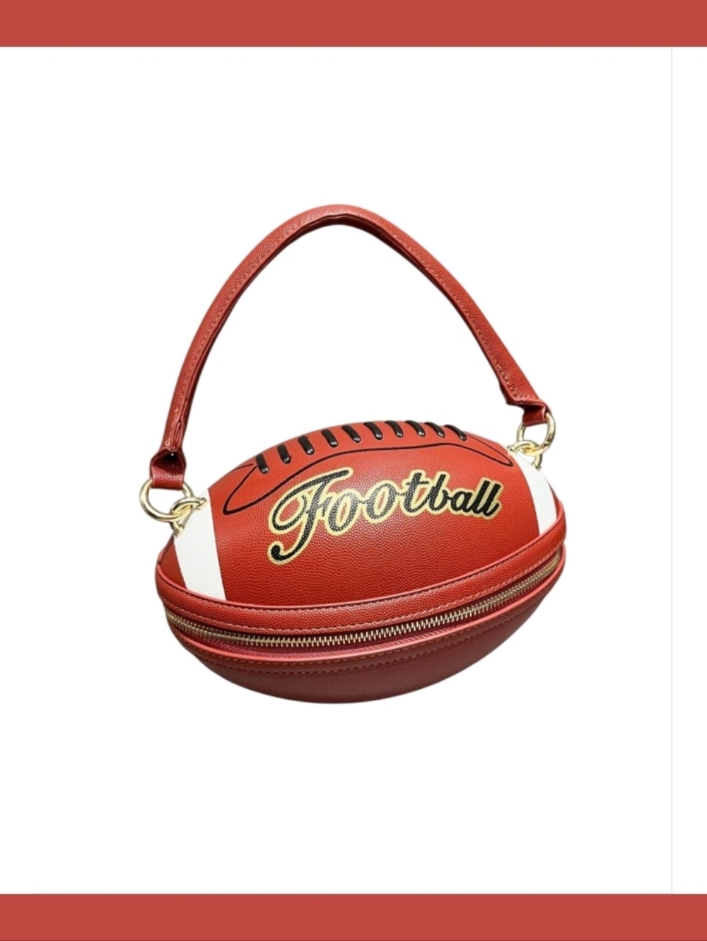 Shein Football Shaped Handbag With Zip And Handle